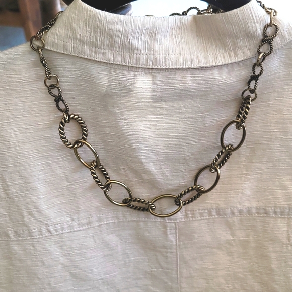 Twists and Curves Brass/Gold Necklace - Picture 9 of 10